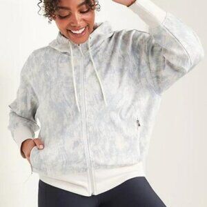OLD NAVY Active Dynamic Fleece Zip Hoodie Blue Abstract Brush Print Women's M